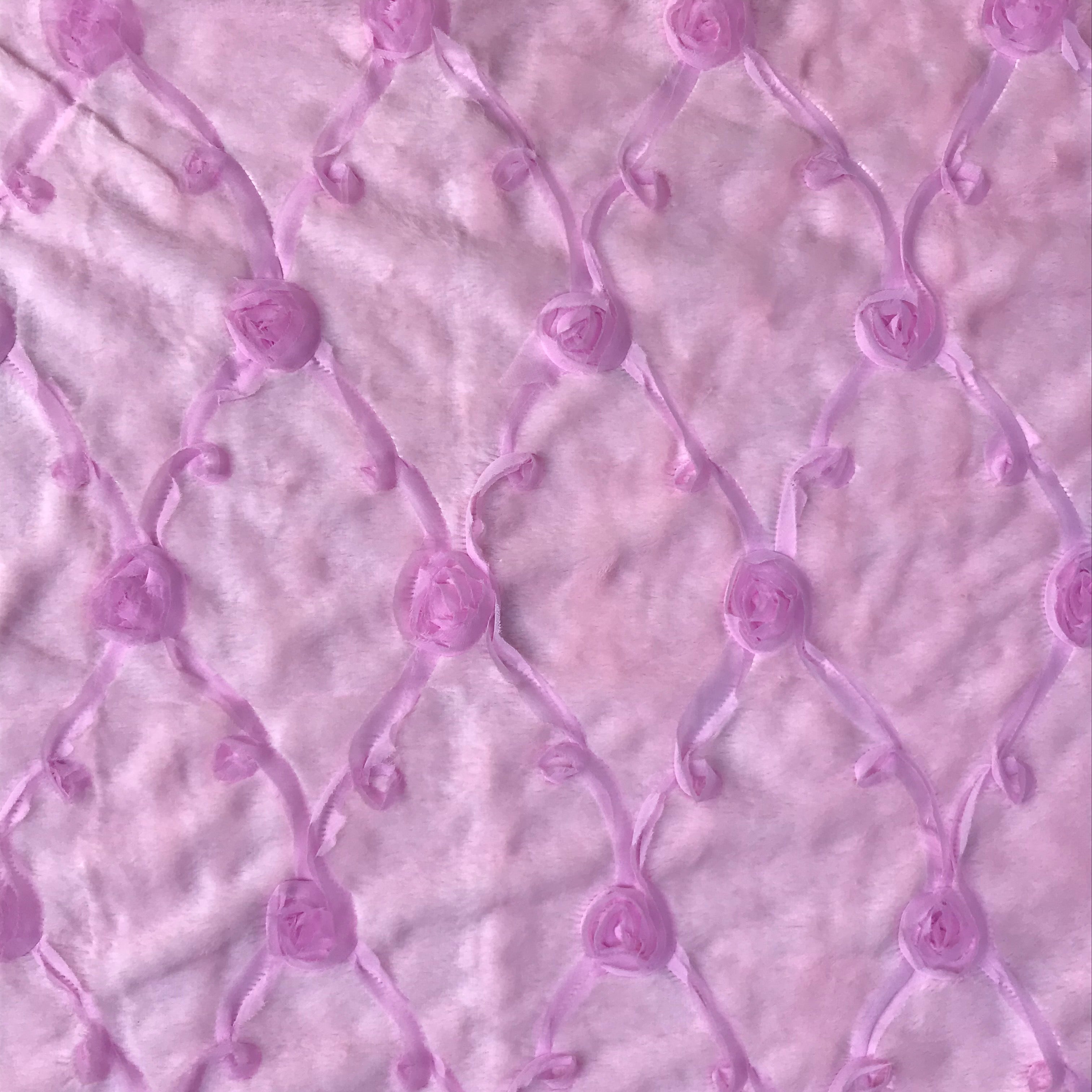 Blanket, Embroidered Roses in Pale Pink