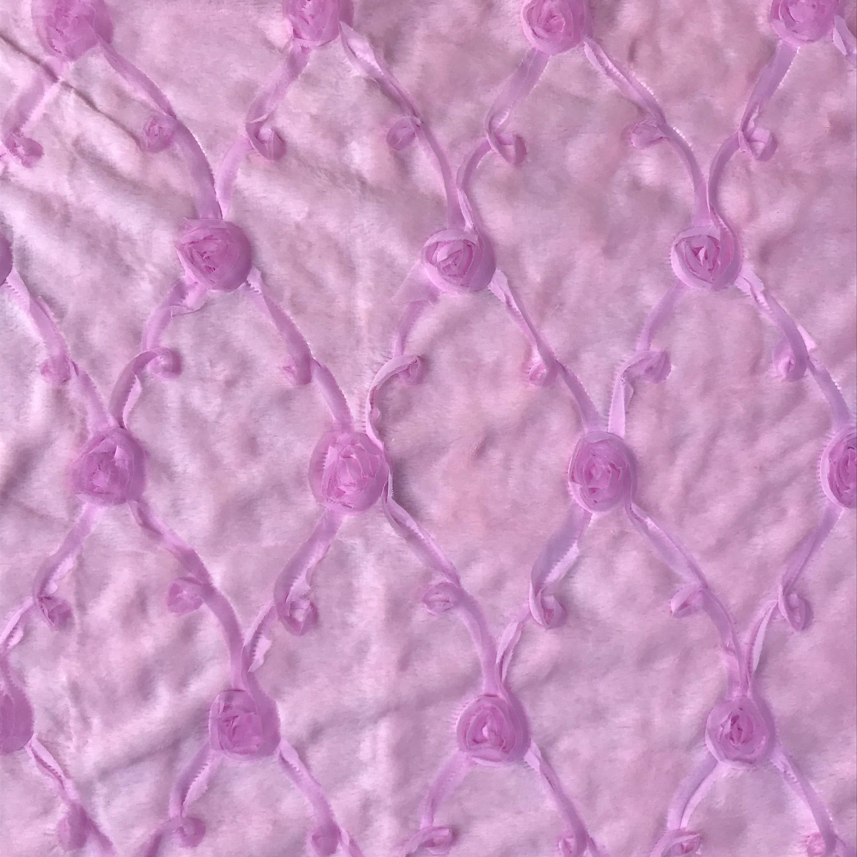 Blanket, Embroidered Roses in Pale Pink