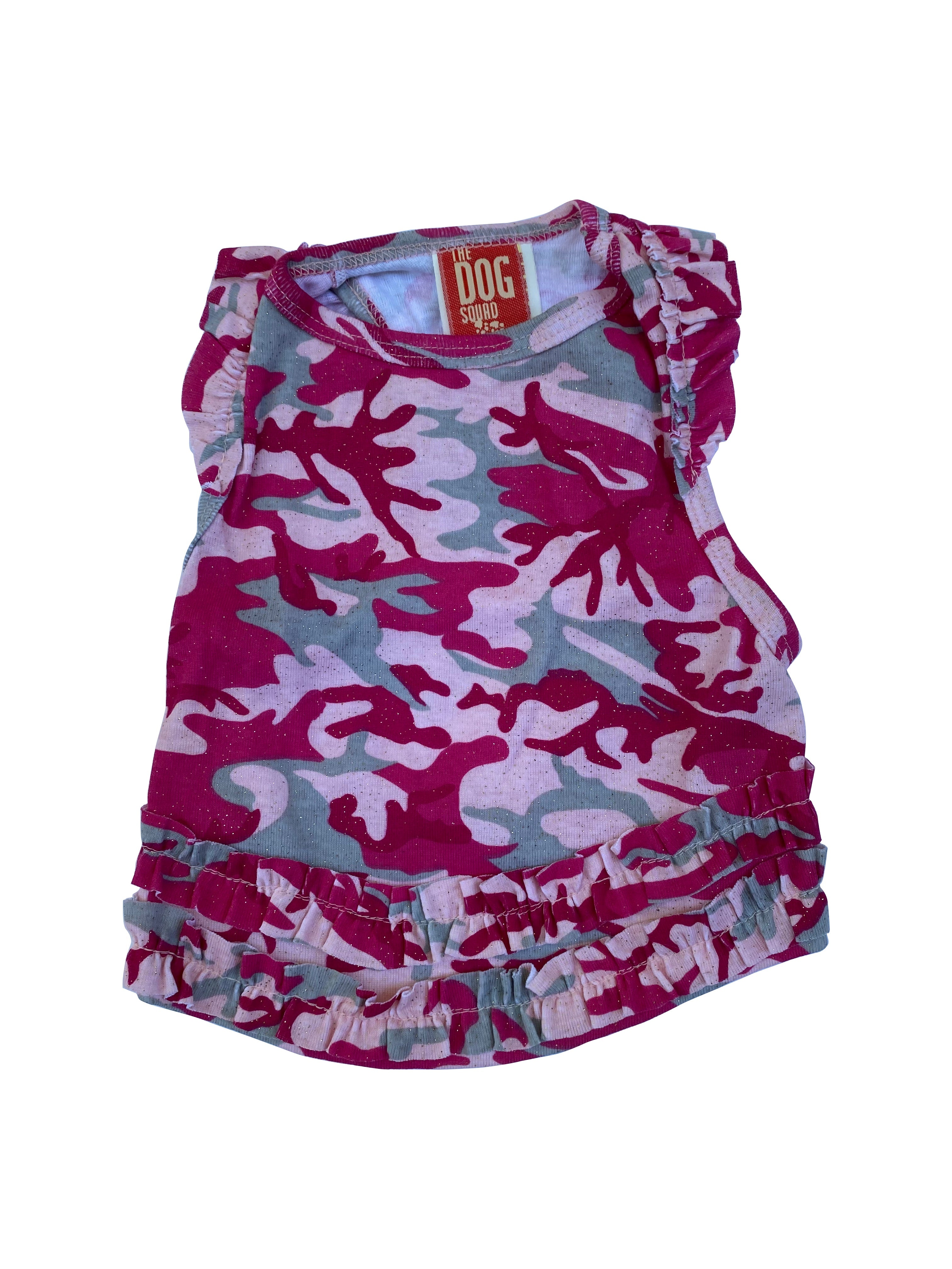 Pink Glitter Camo Tank with Ruffles