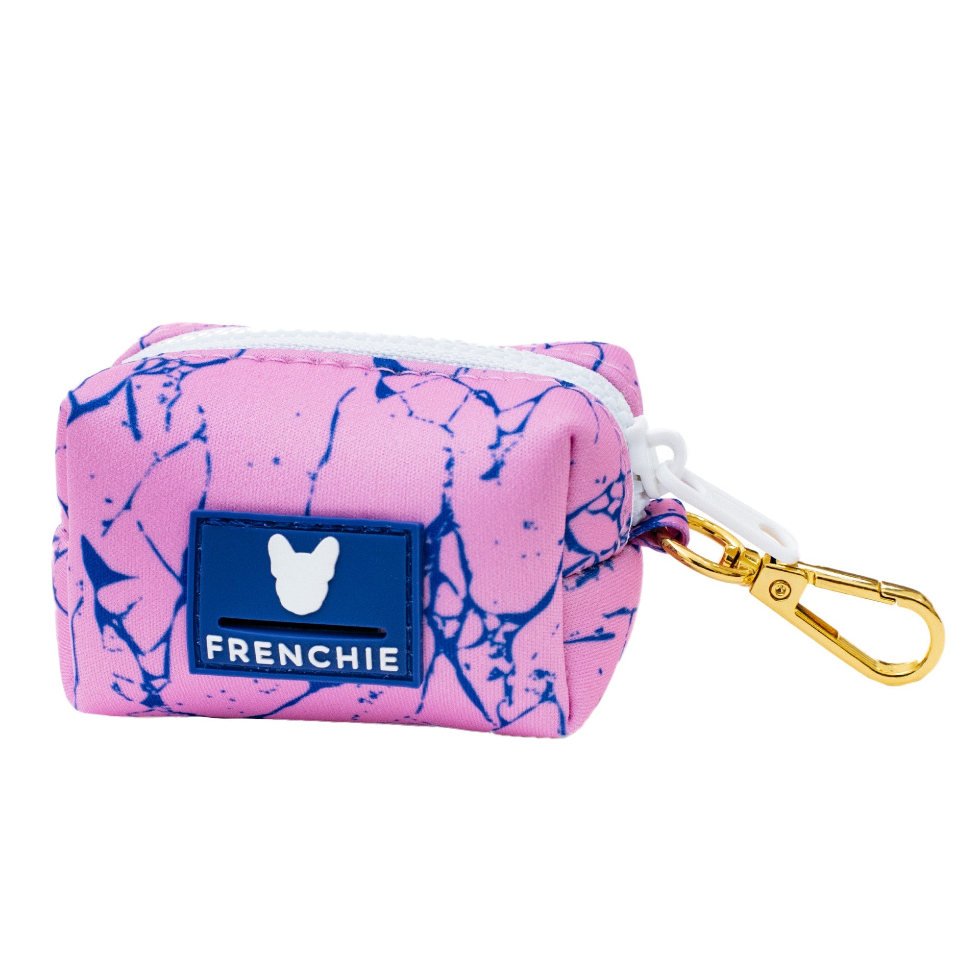Frenchie Poo Bag Holder - Pink Marble