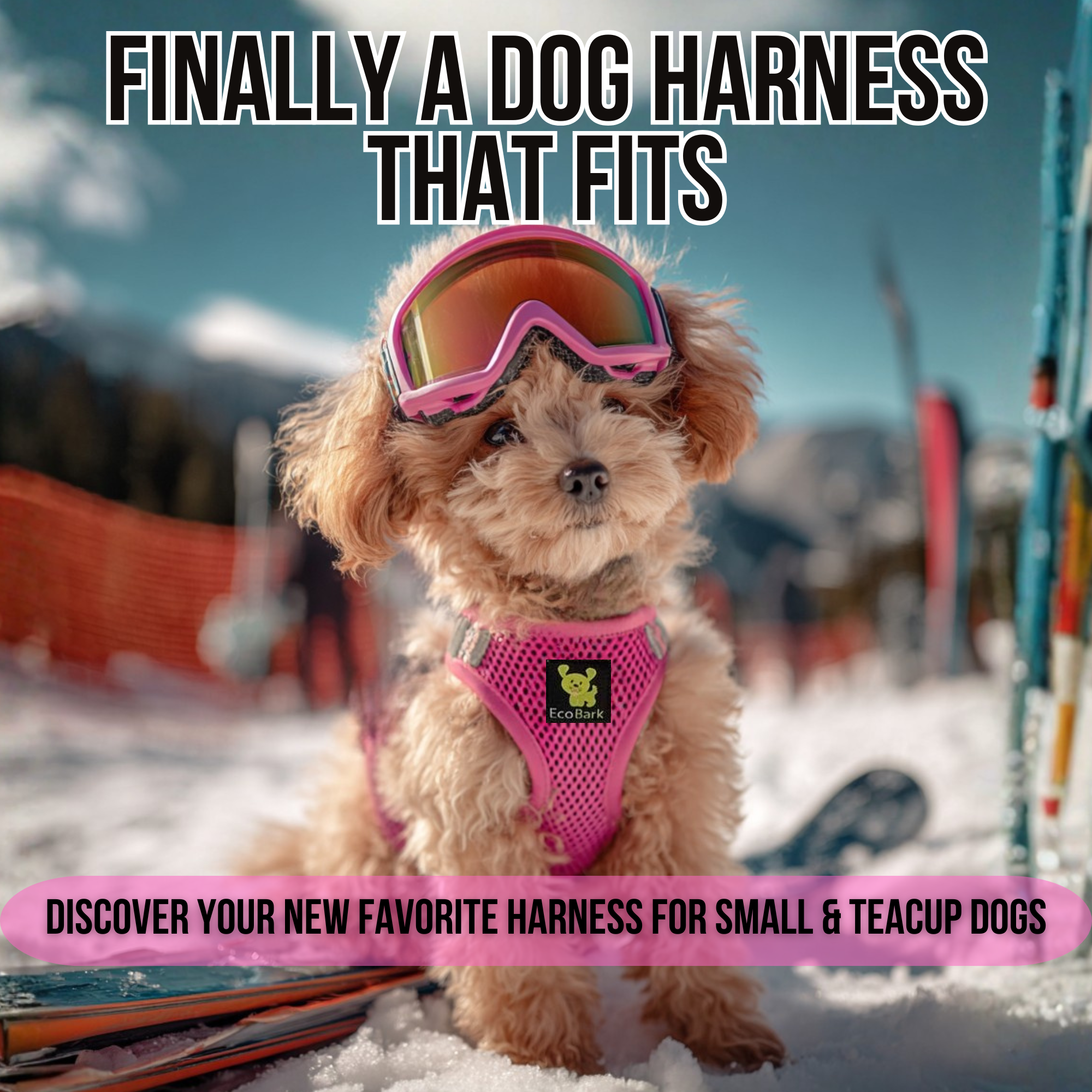 EcoBark Step In Dog Harness - Teacup & Small Breeds- Reflective Soft Mesh Harness for Teacup, Small Dogs and Puppies / Hot Pink