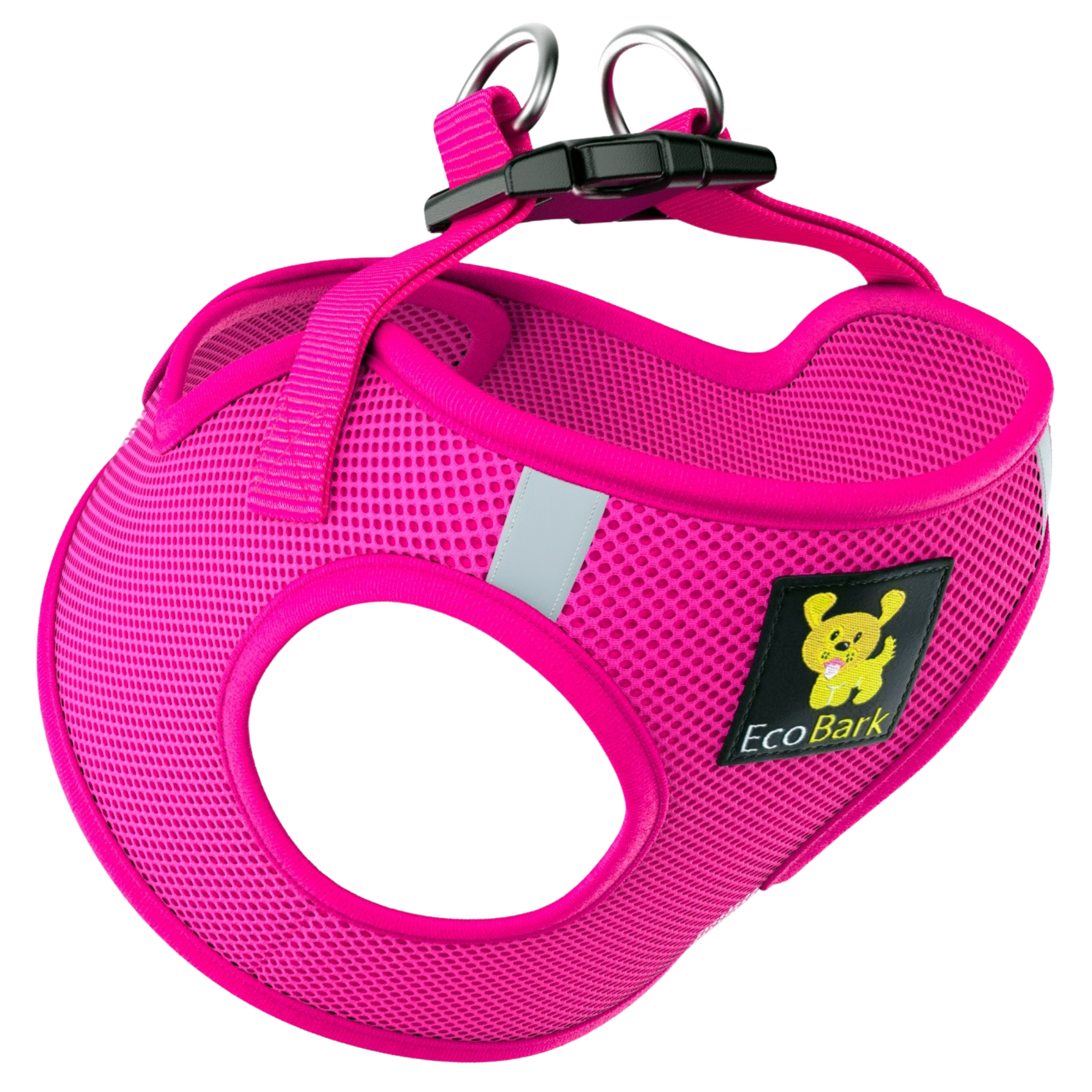 EcoBark Step In Dog Harness - Teacup & Small Breeds- Reflective Soft Mesh Harness for Teacup, Small Dogs and Puppies / Hot Pink
