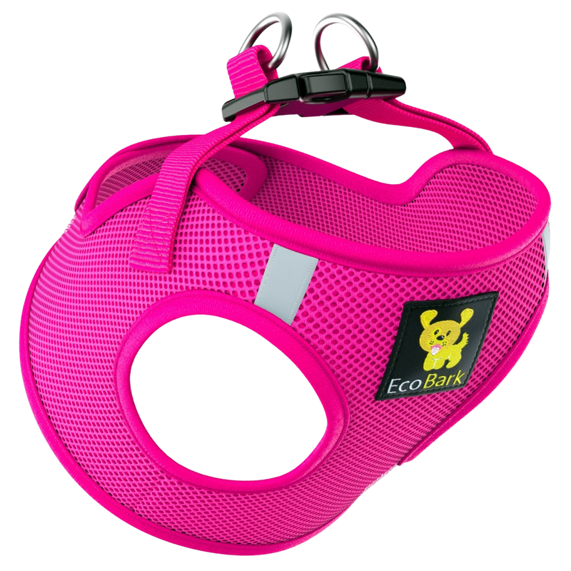 EcoBark Step In Dog Harness - Teacup & Small Breeds- Reflective Soft Mesh Harness for Teacup, Small Dogs and Puppies / Hot Pink