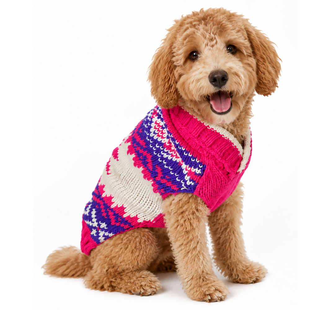 Chilly Dog Pink Vail Knit Wool Dog Sweater
