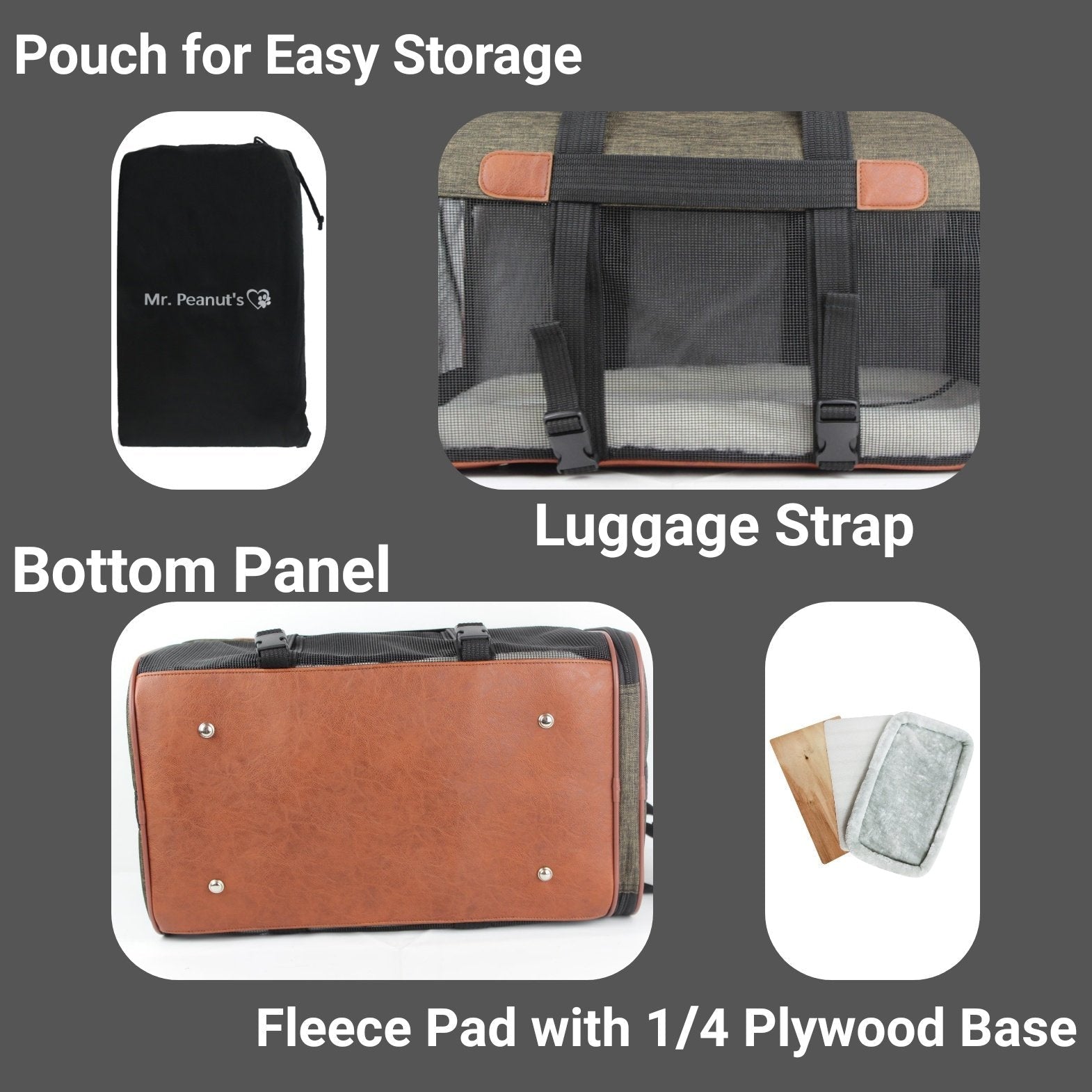 Mr. Peanuts Rhodium Series Mini Size Soft Sided Pet Carrier - Note Sizing in Description