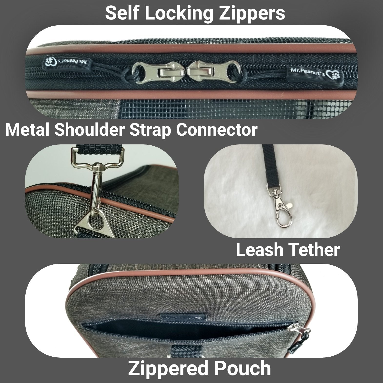 Mr. Peanuts Rhodium Series Mini Size Soft Sided Pet Carrier - Note Sizing in Description