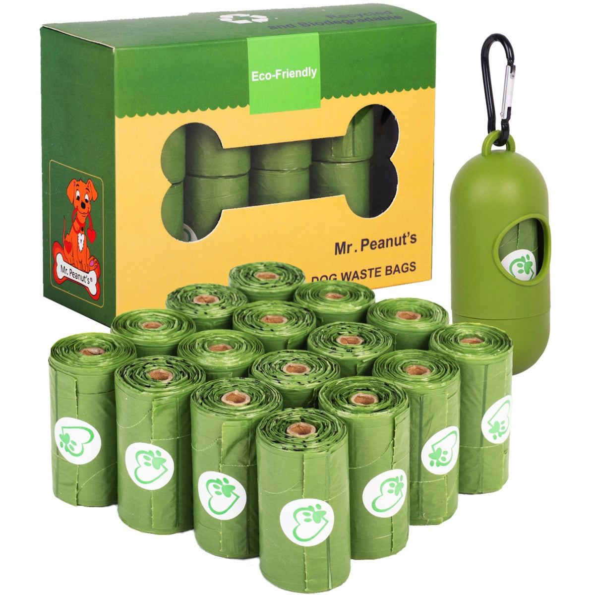 Mr. Peanuts XL Pooper Scooper Sized 13X11" BioDegradable BioPlastic Recycled Plant Based Waste Bags - 160 Count 