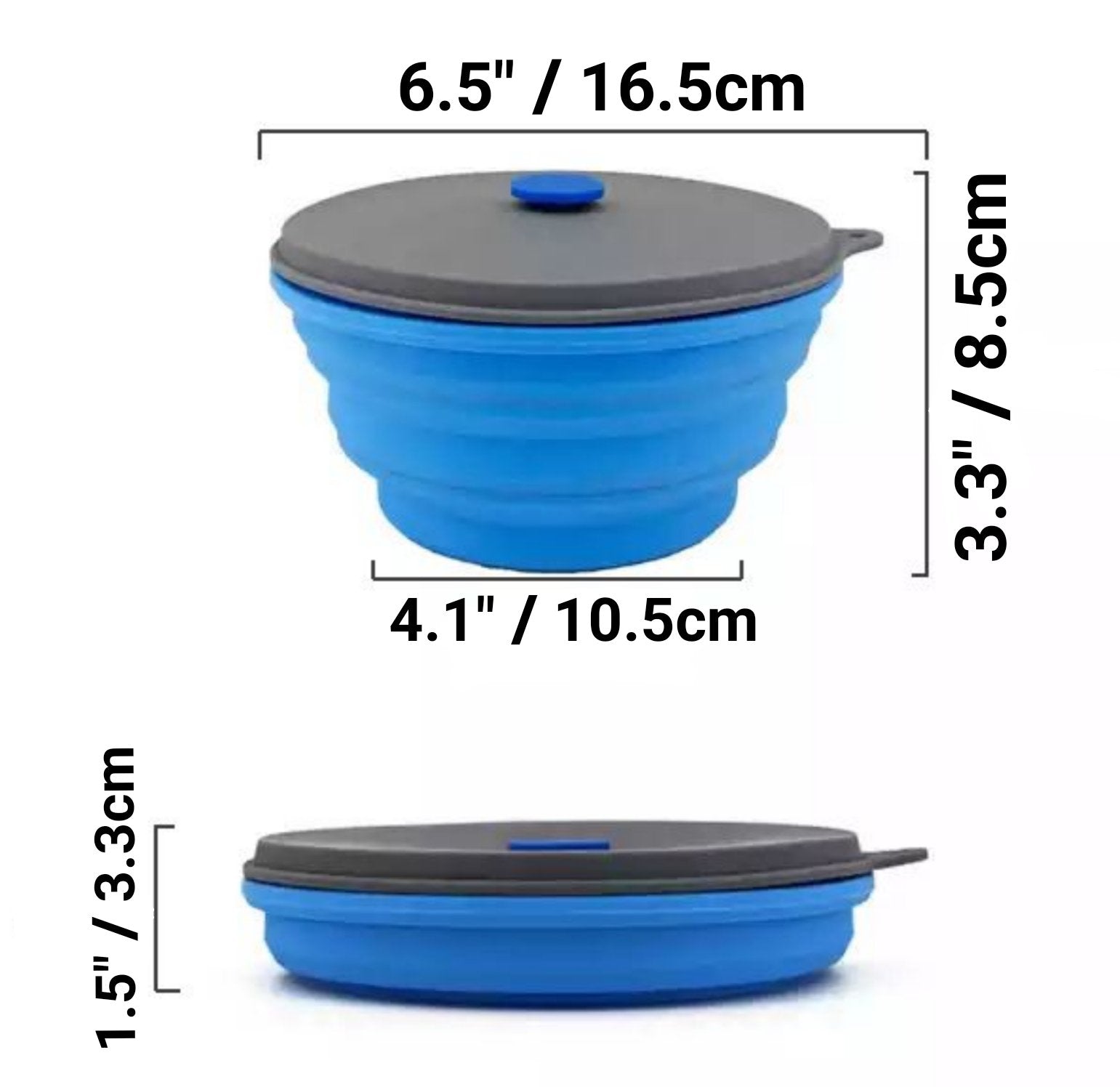 Mr. Peanuts 30oz Collapsible Silicone Camping Bowl with Lid & Foldable Fork