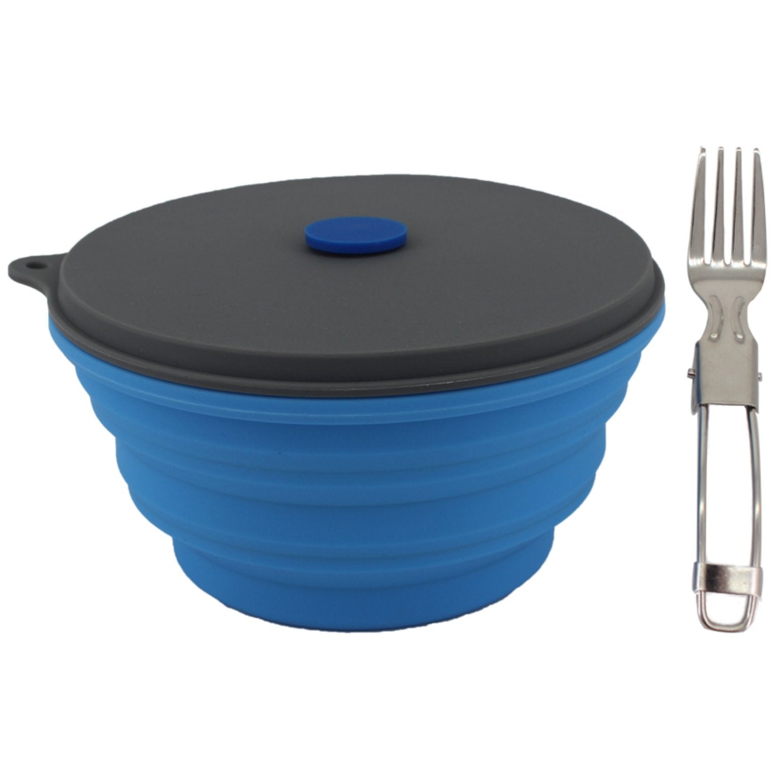 Mr. Peanuts 30oz Collapsible Silicone Camping Bowl with Lid & Foldable Fork