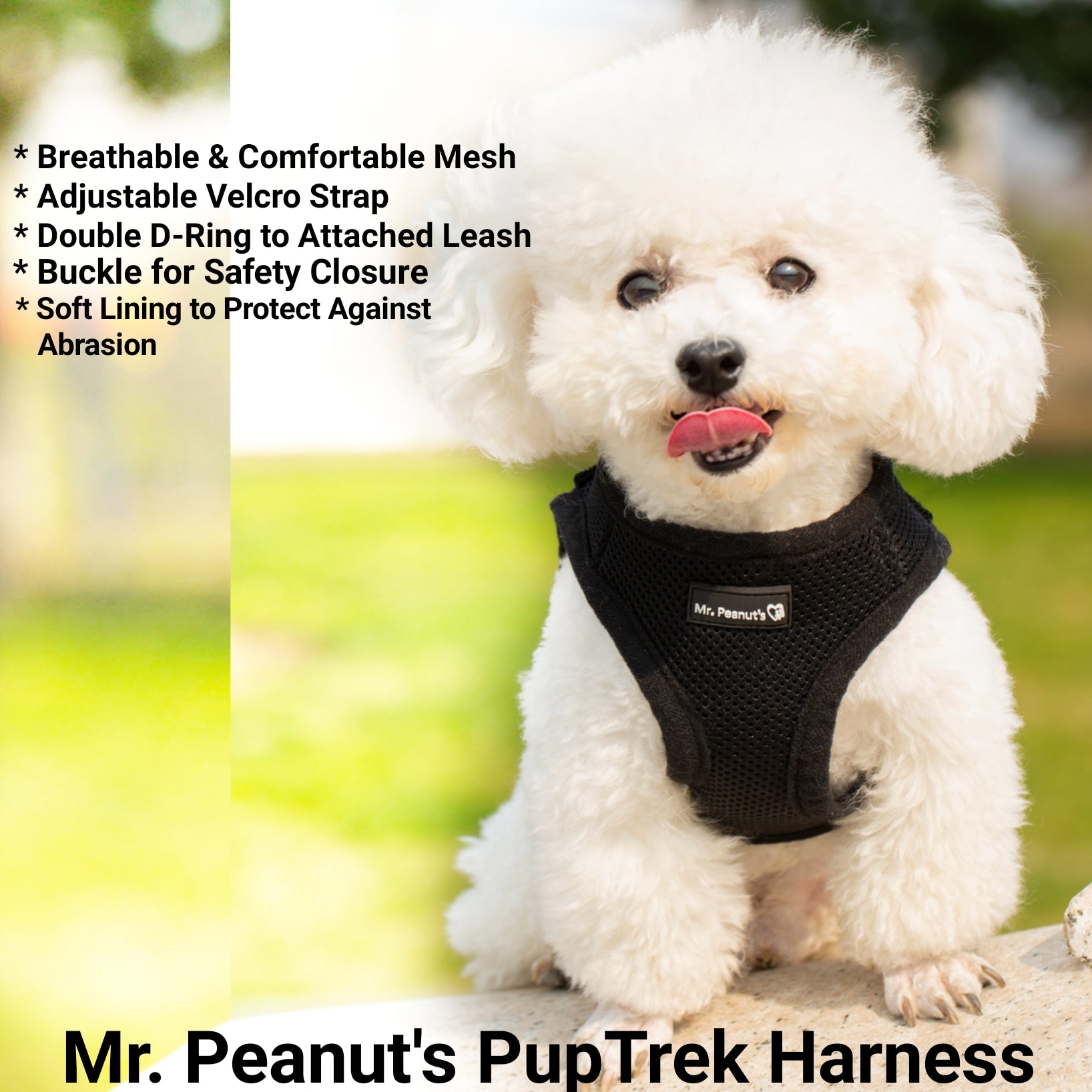 Mr. Peanuts PupTrek Harness and Leash Set, Small Dog/Cat Soft Mesh Step In Harness Vest
