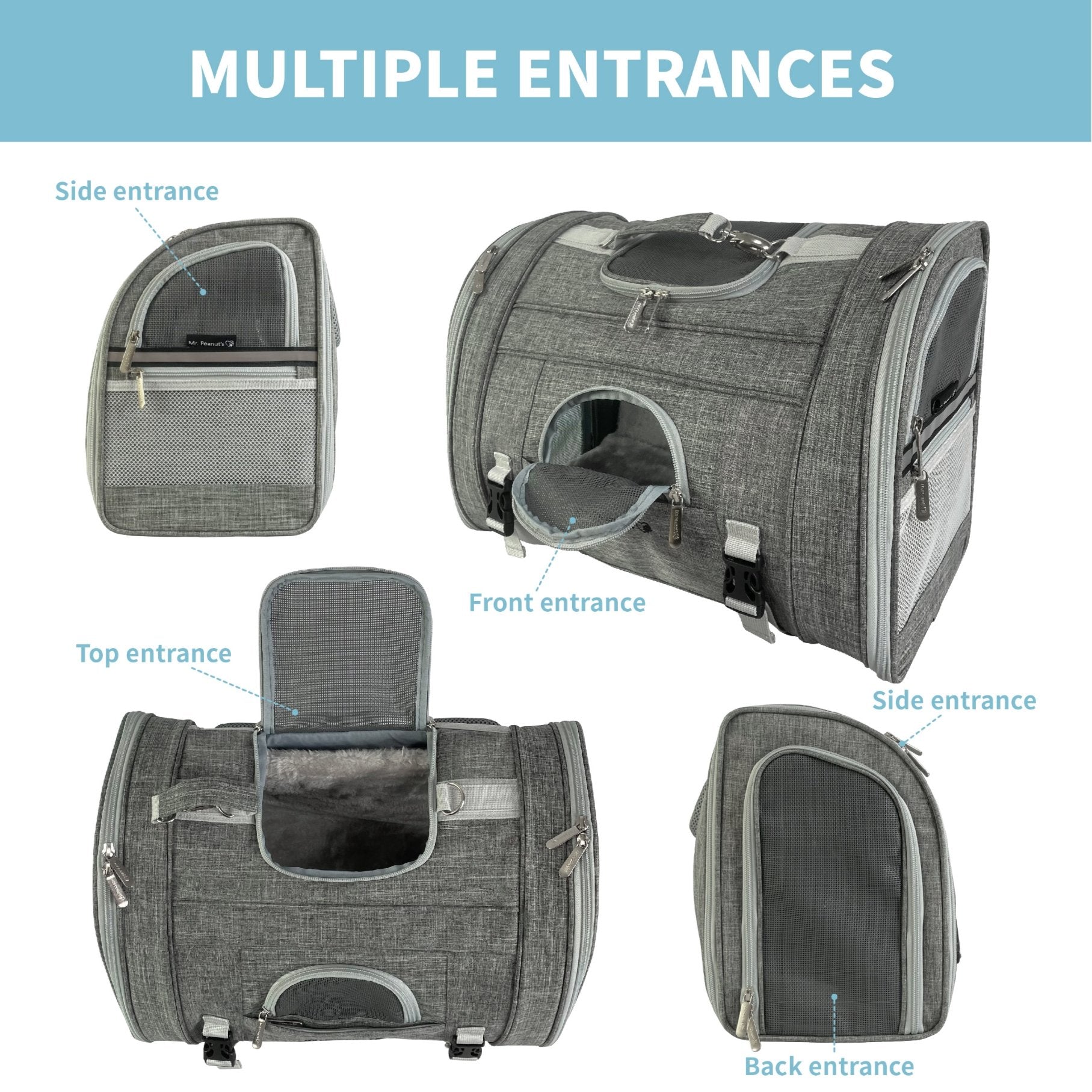Mr. Peanuts Monterey Series Airline Compliant Horizontal Backpack Pet Carrier | HT Animal Supply
