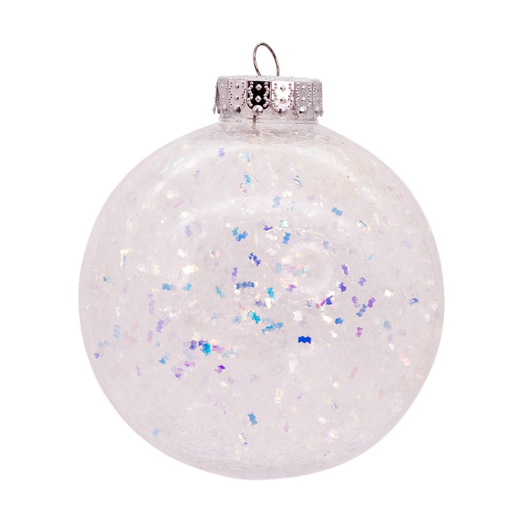 Kurt Adler 100MM 6pc Shatterproof Iridescent Glittered Ball Ornaments