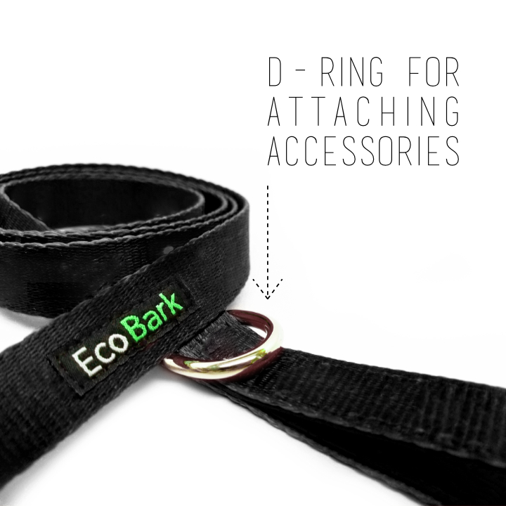 Black Dog Leash- EcoBark- Comfort Grip Padded Leash 5ft for Small and Medium Dogs