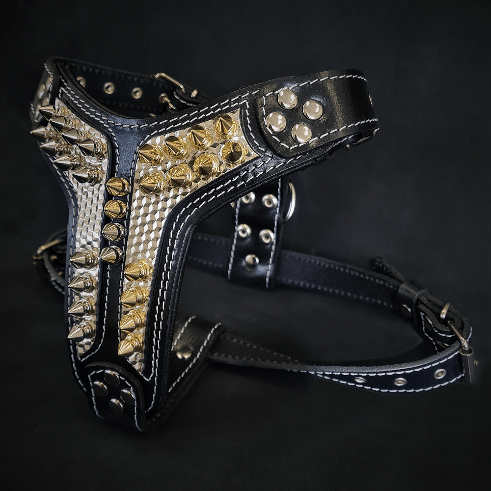Bestia Platinum Leather Medium Dog Harness