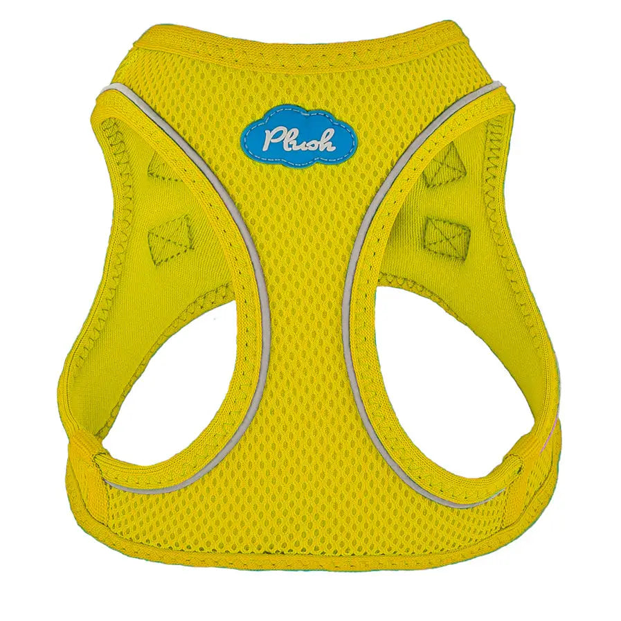 blazing yellow step-in dog harness breathable air mesh on white background