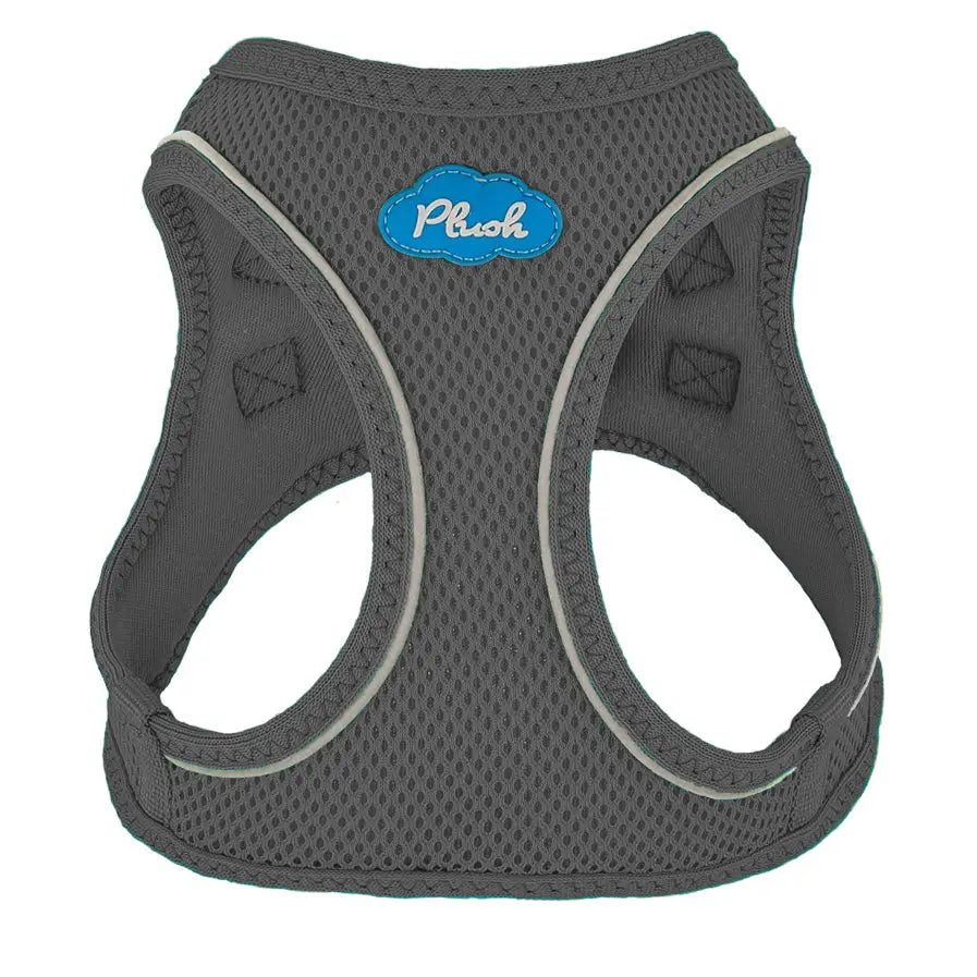 shark grey step-in dog harness breathable air mesh on white background