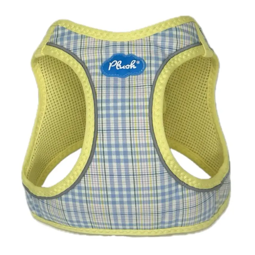 spring plaid step-in dog harness plaid fabric on white background