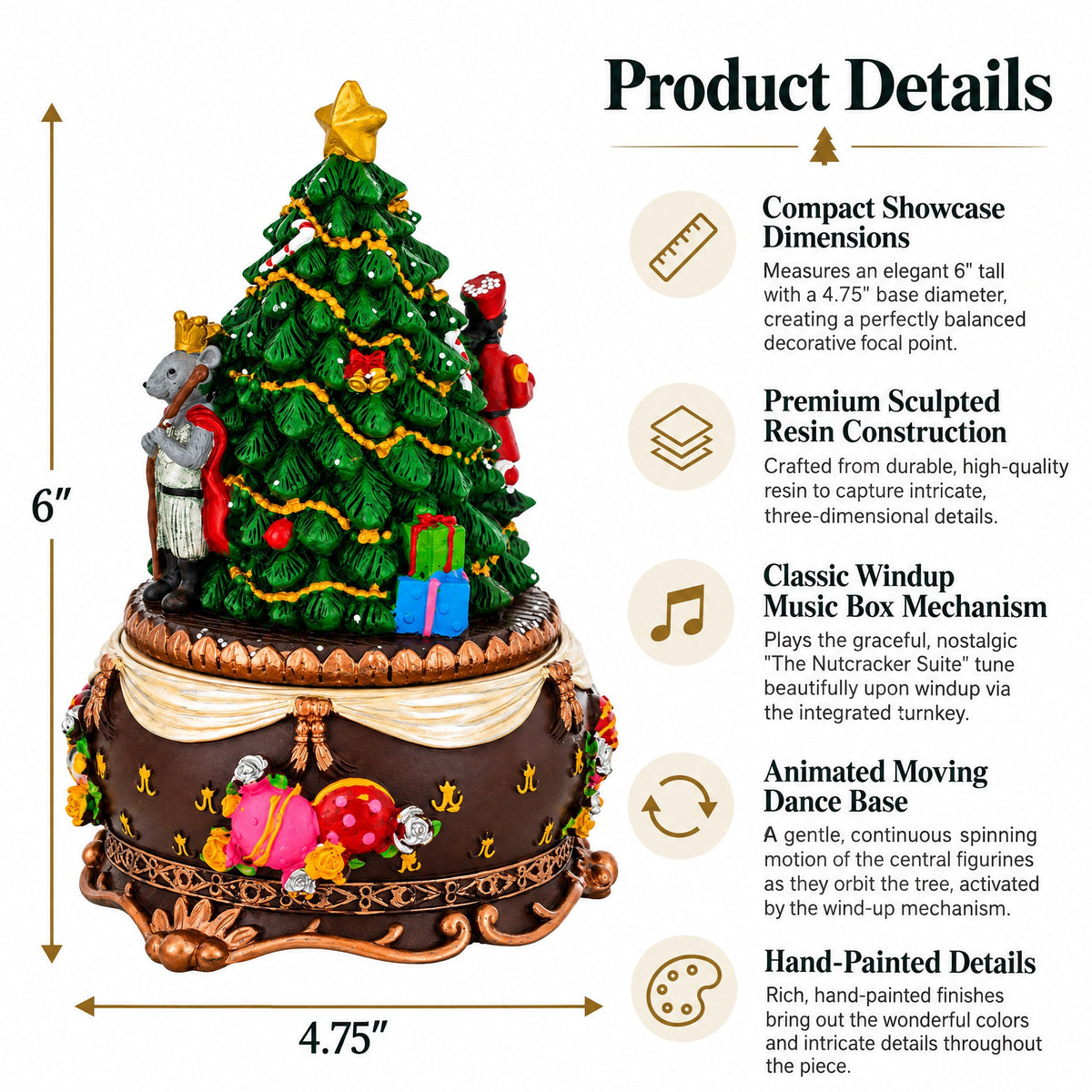 Nutcracker and Ballerina Wind-Up Christmas Musical Figurine