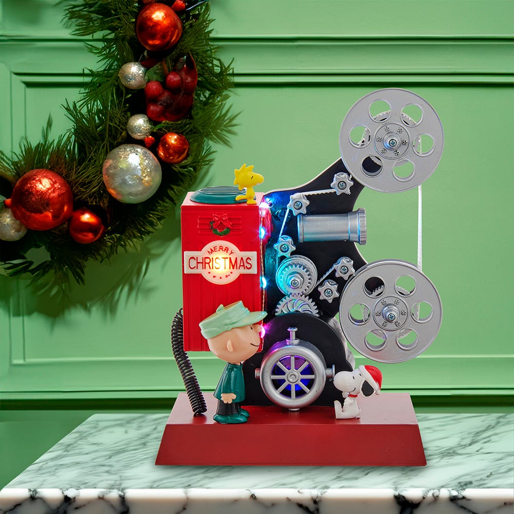 Kurt Adler Peanuts 8.6-Inch Battery-Operated Animated Projector Musical Tablepiece