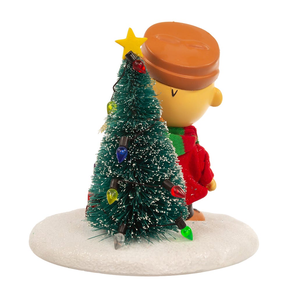 Kurt Adler 4.5-Inch Fabric Mache Peanuts Charlie Brown With Tree Table Piece