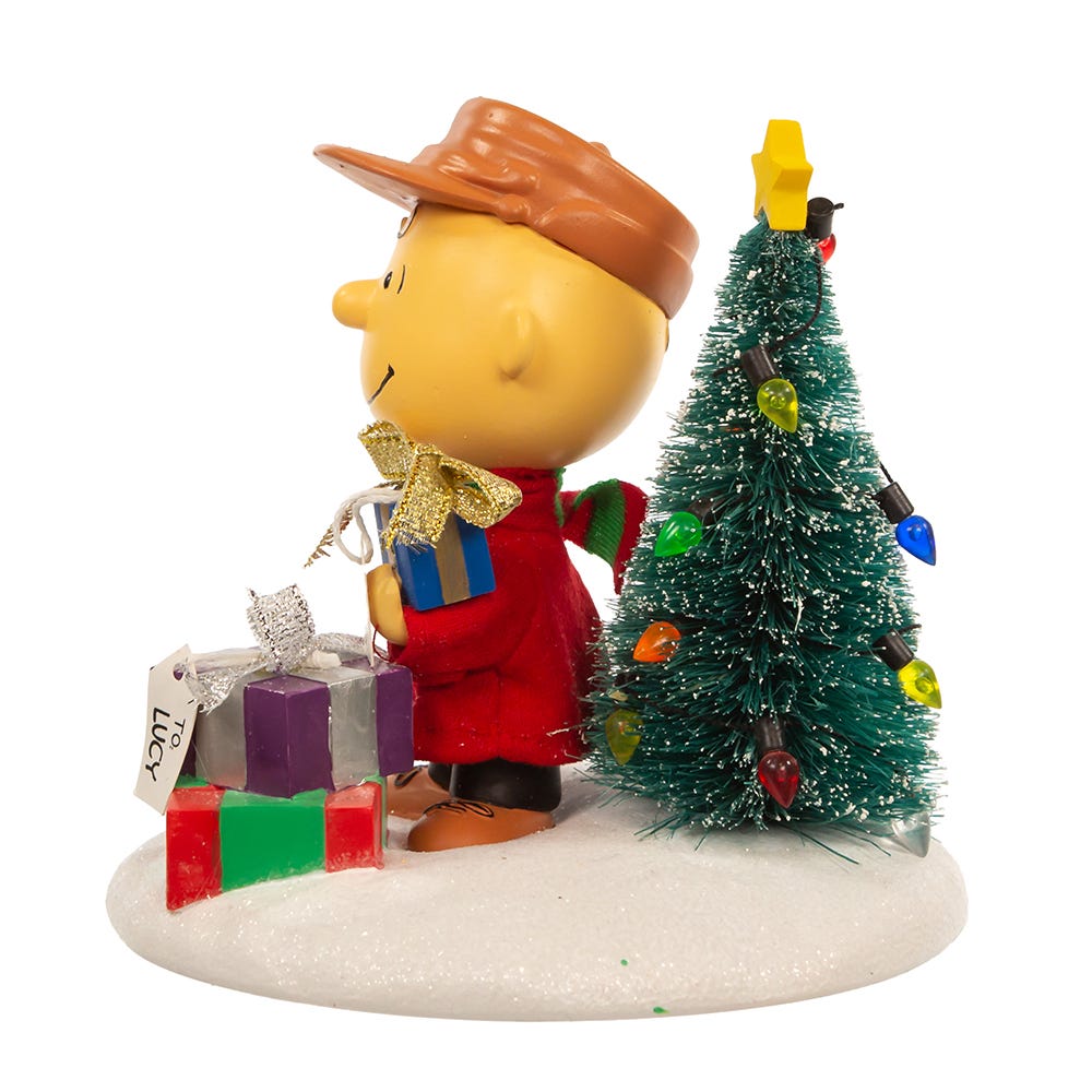 Kurt Adler 4.5-Inch Fabric Mache Peanuts Charlie Brown With Tree Table Piece