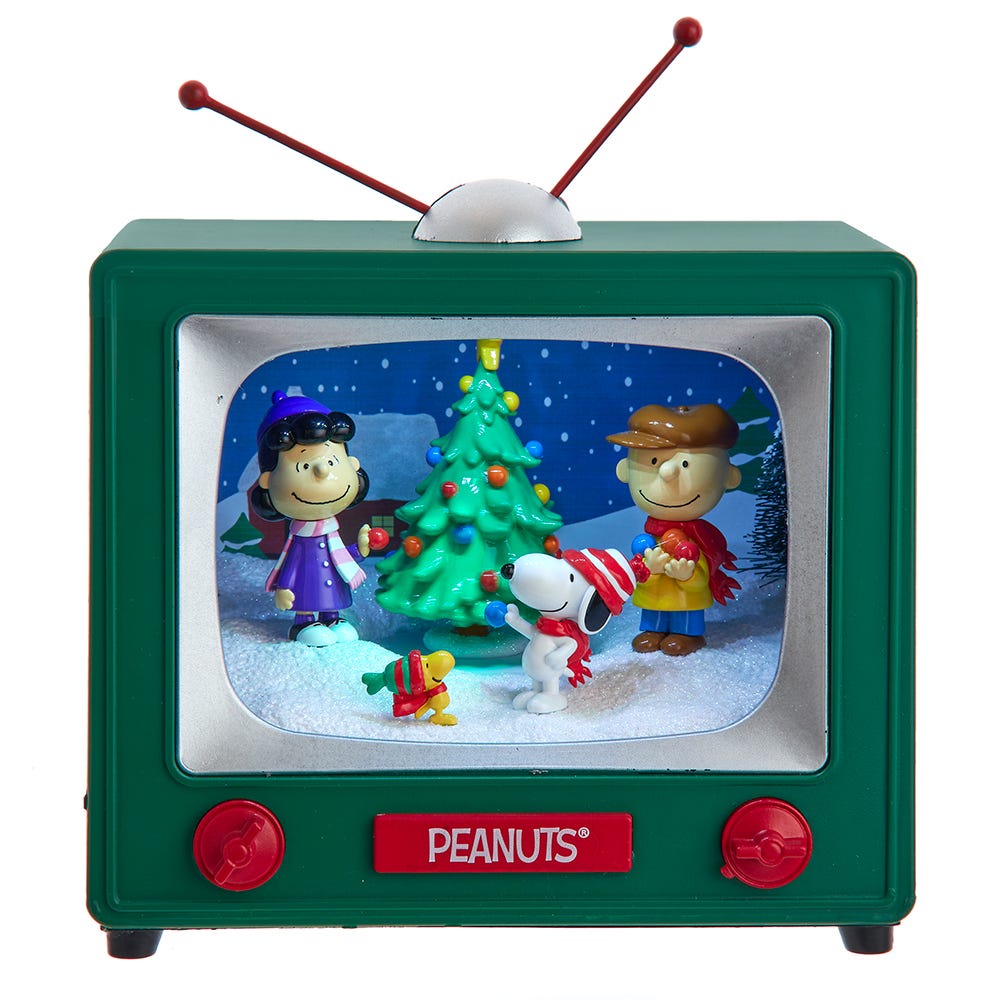 Kurt Adler 6-Inch Battery Operated Peanuts Outdoor Scene Musical Tv Table Piece