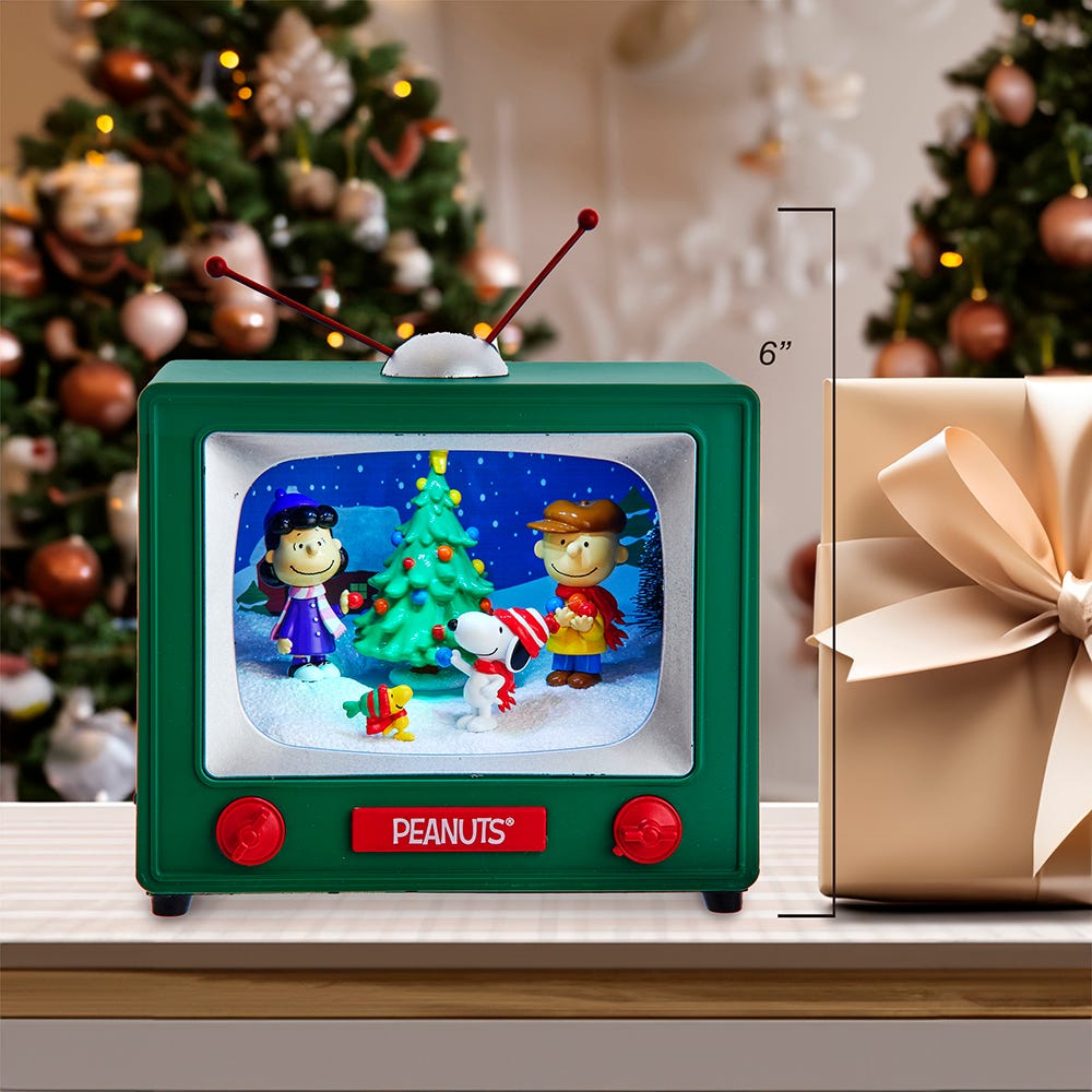 Kurt Adler 6-Inch Battery Operated Peanuts Outdoor Scene Musical TV Table Piece