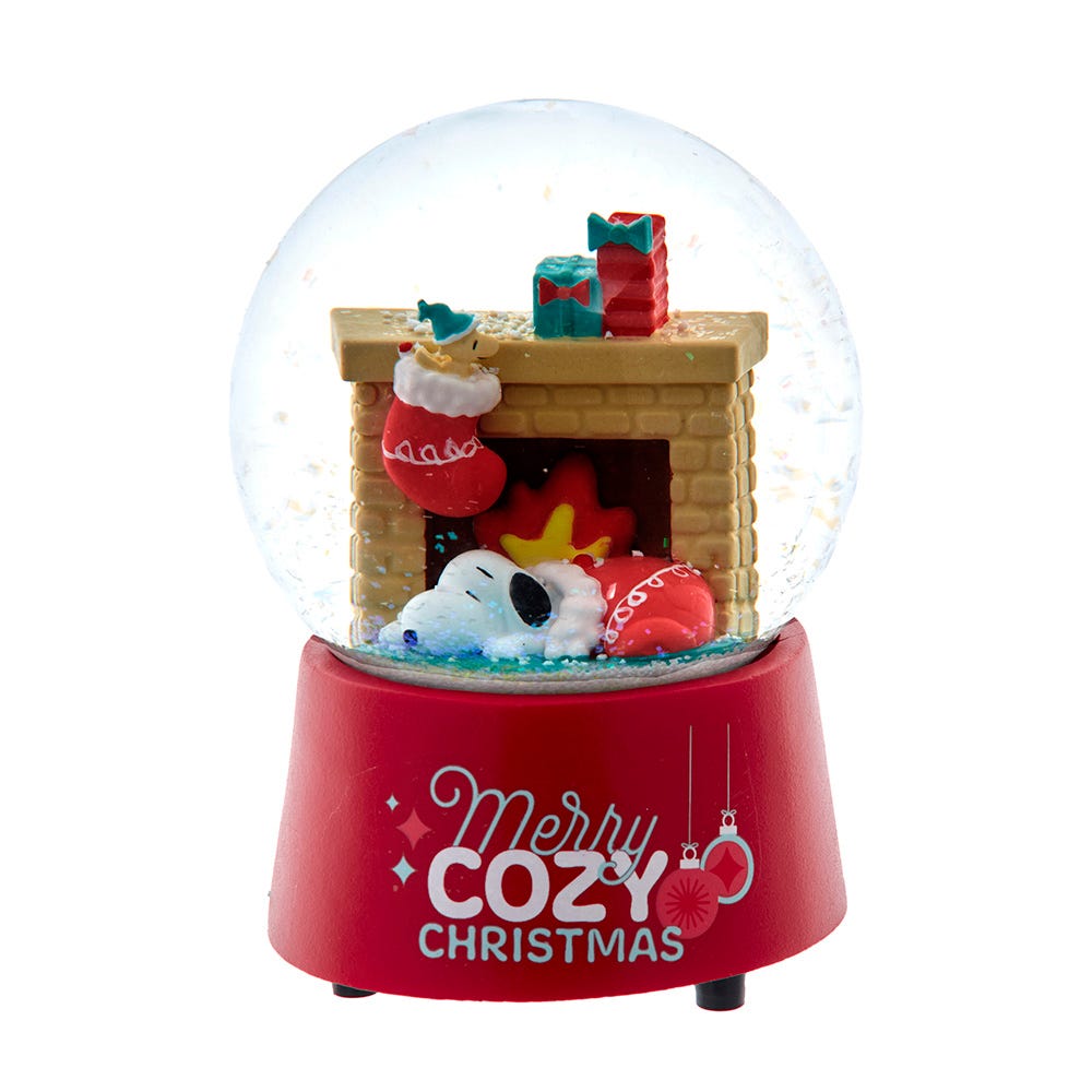 Kurt Adlers 100MM Snoopy Fireplace Musical Water Globe
