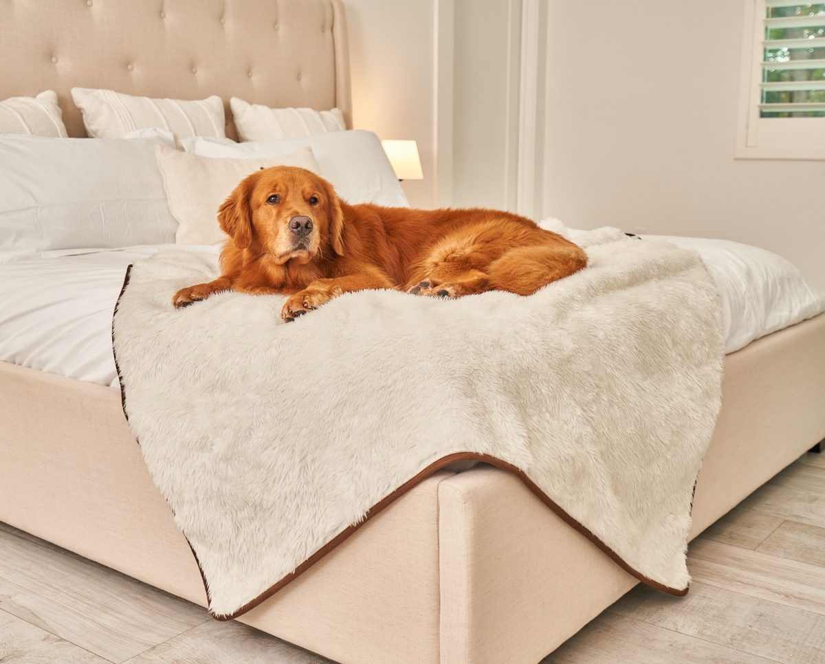 PupProtector Short Fur Waterproof Throw Blanket Polar White