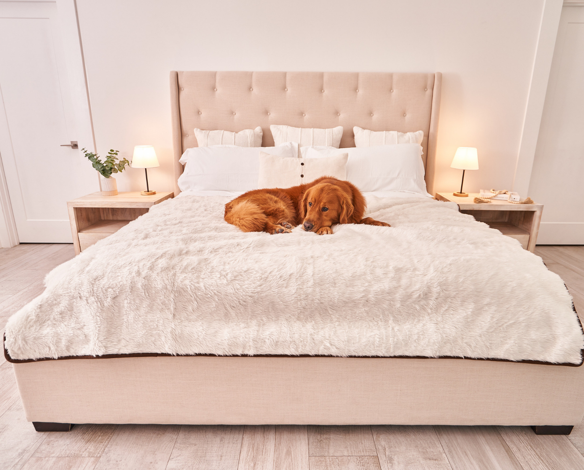 PupProtector Short Fur Waterproof Throw Blanket Polar White