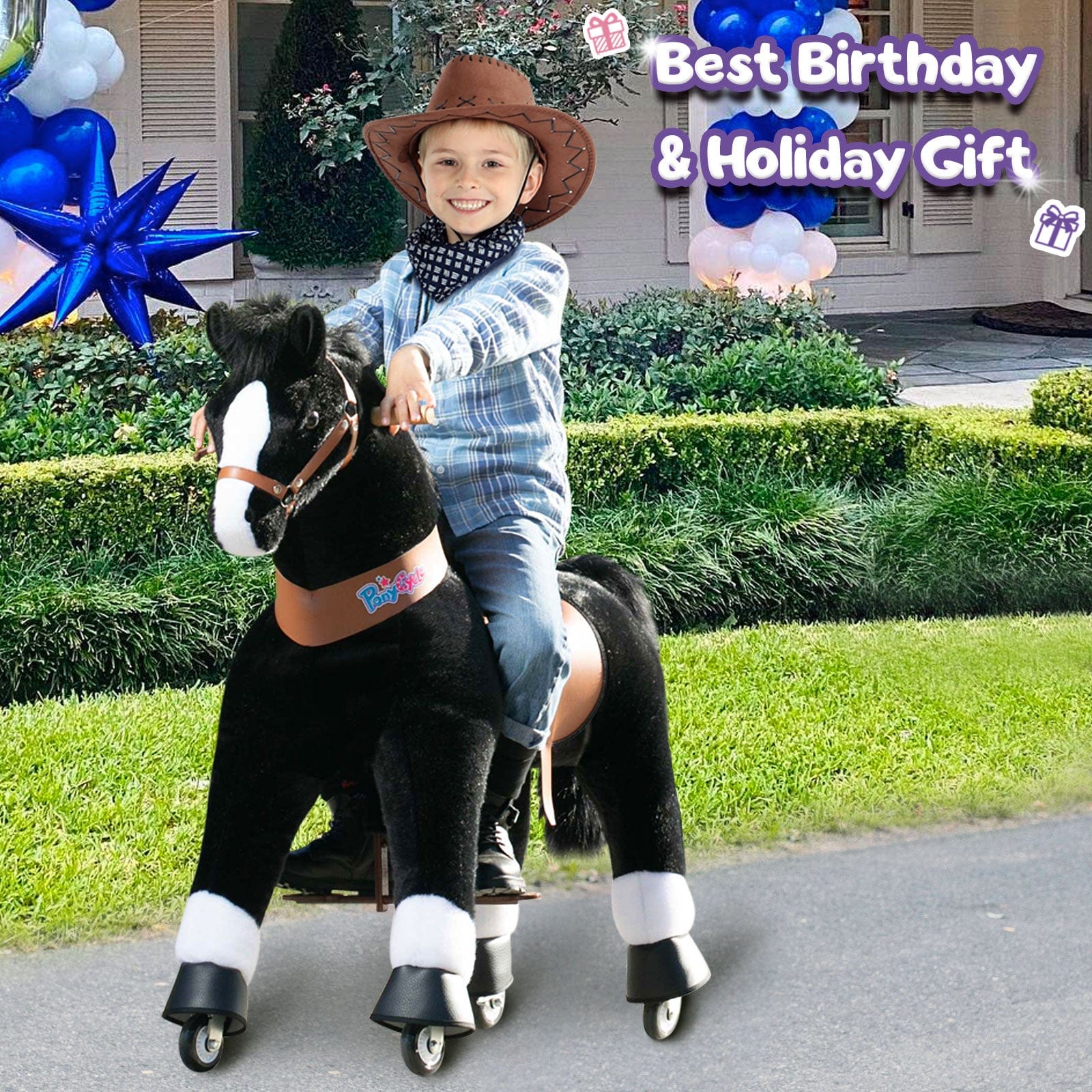 PonyCycle Large Ride On Horse Toy - Black