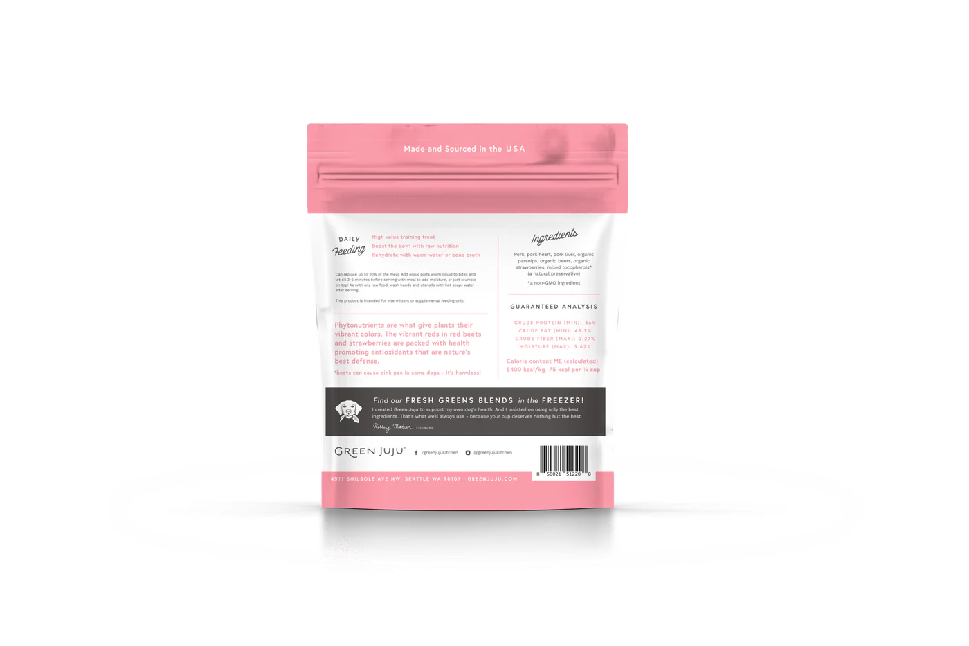 Green Juju Freeze Dried Pork Pink Whole Food Bites (7.5OZ) - HT Animal Supply