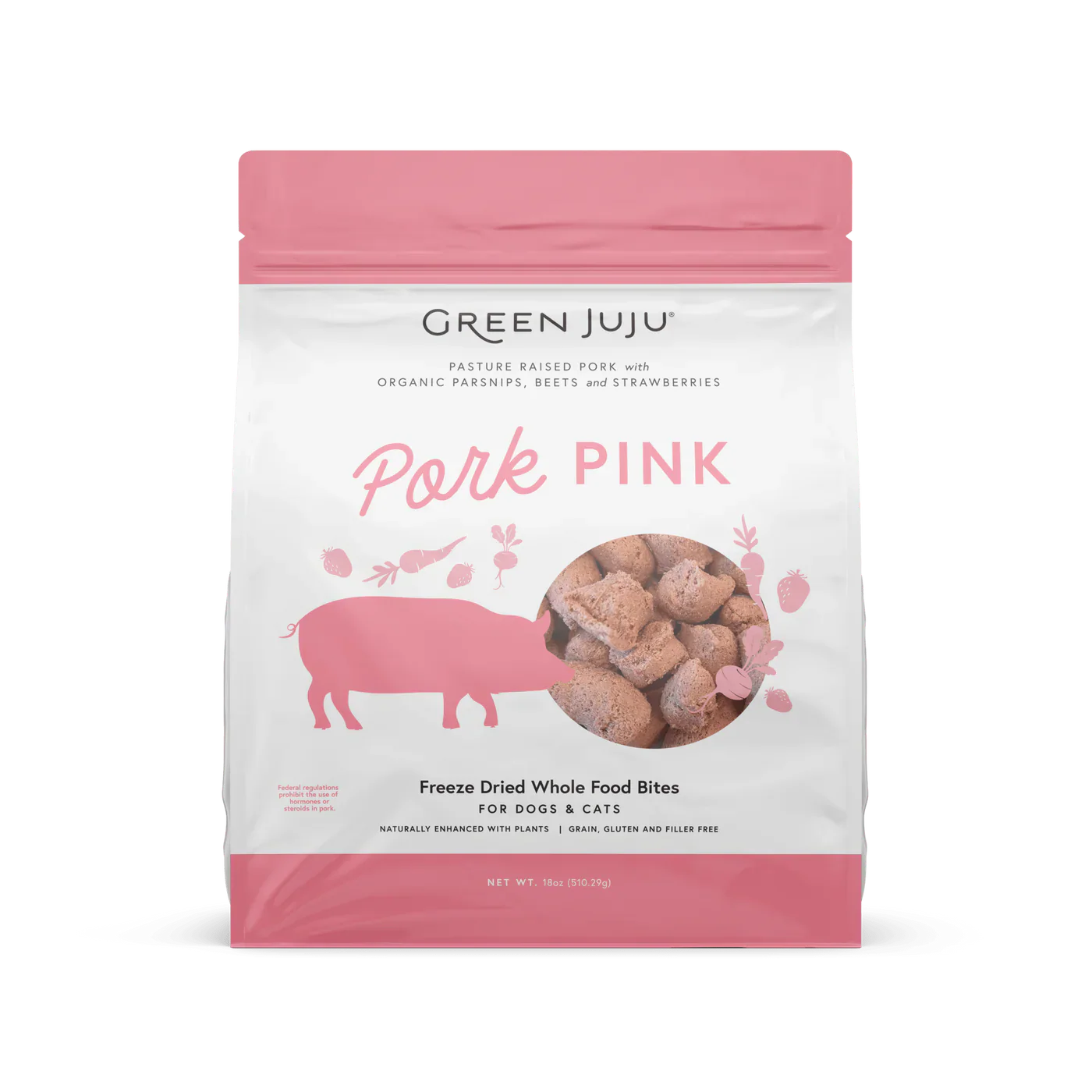 Green Juju Freeze Dried Pork Pink Whole Food Bites (18OZ)