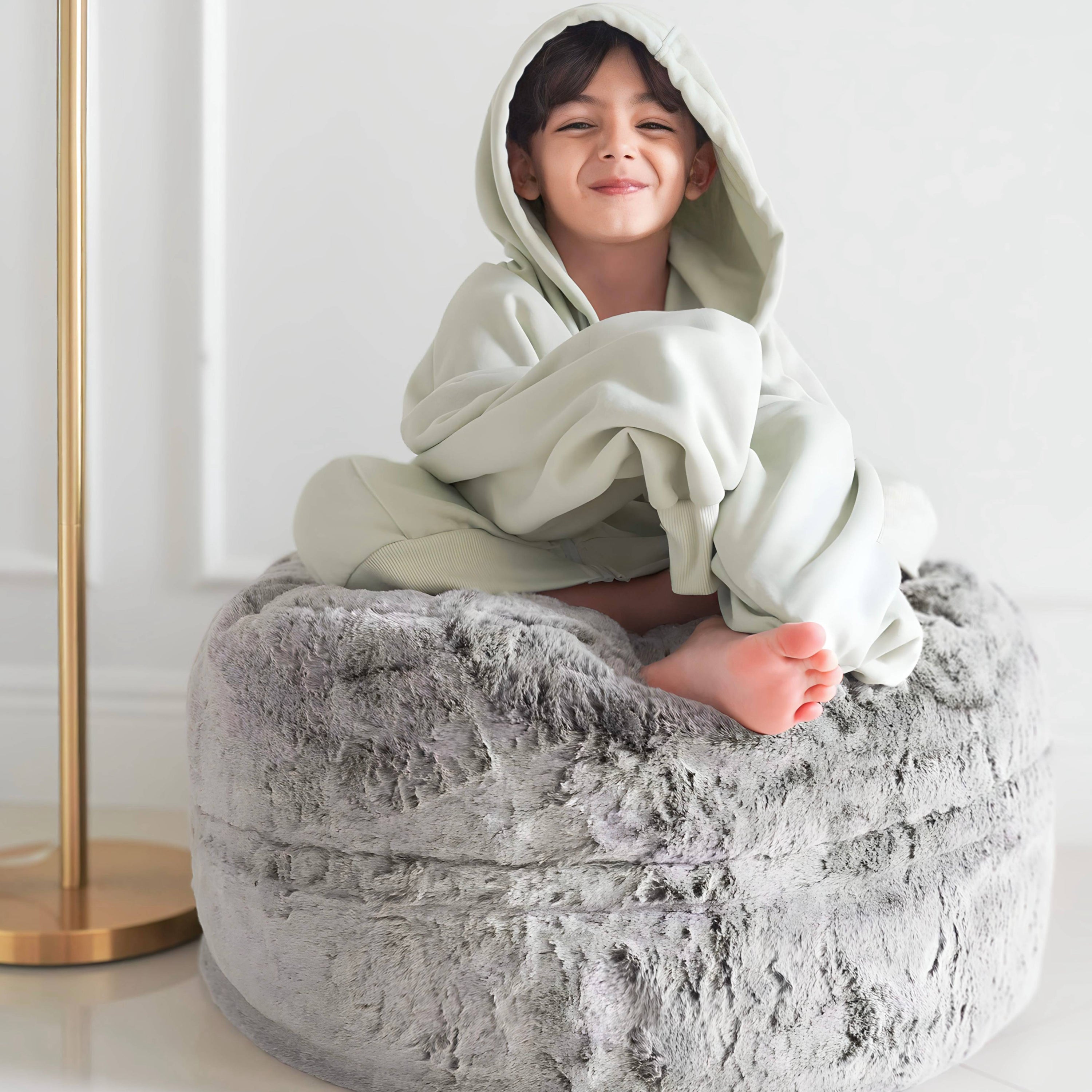 CordaRoy's Chinchilla Faux Fur Pouf Footstool Ottoman