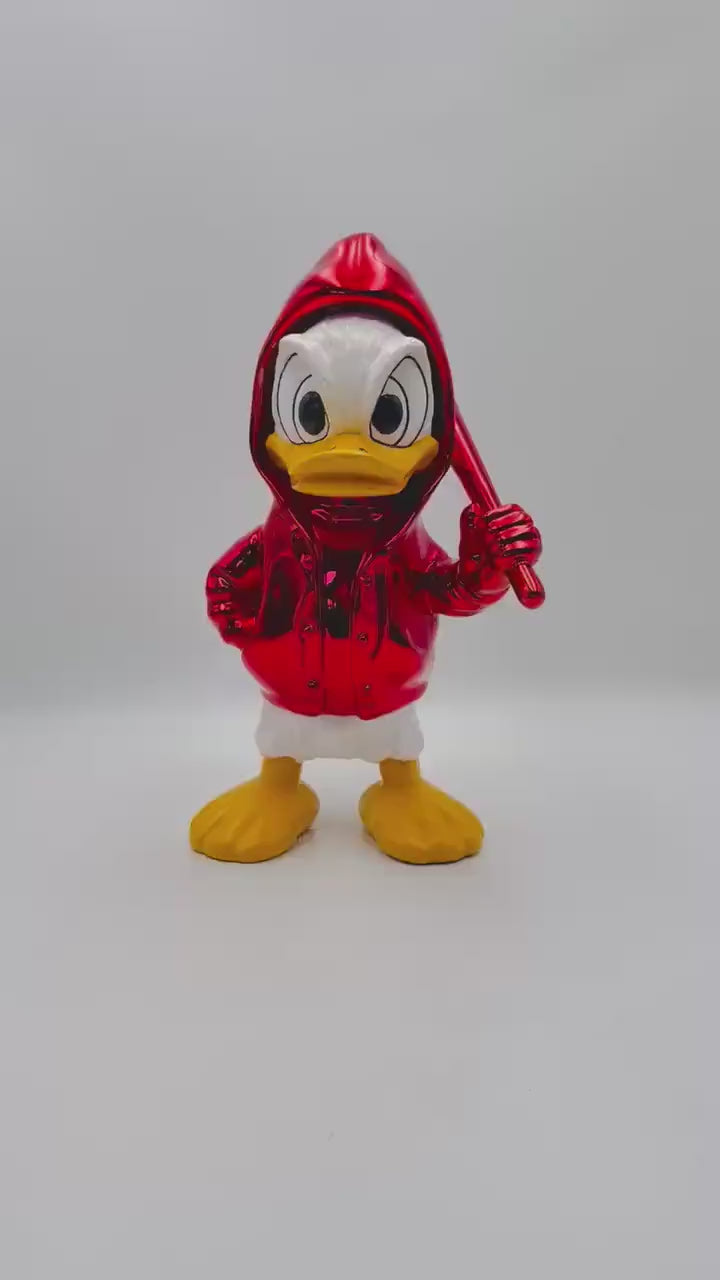 Pop Art Duck Red Chrome Sculpture – Hoodie Edition