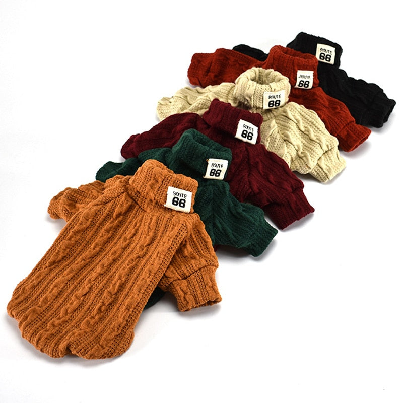 Winter Warm Knitted Turtleneck Sweater for Small Dogs or Cats