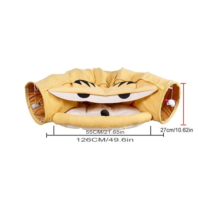 Collapsible Removable Cat Tunnel Tube With Cat Bed Set