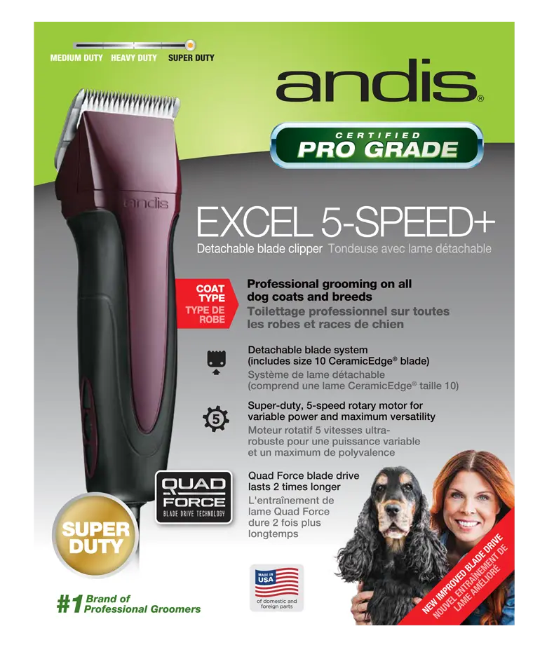 Andis Excel 5-Speed Detachable Blade Clipper Burgundy