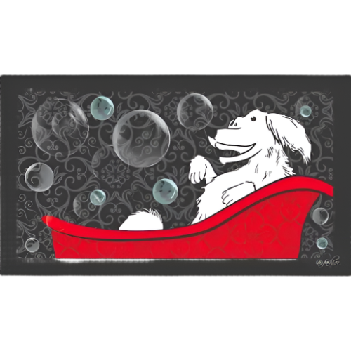 Happy Dog In A Tub Sink Bathing Mat by Dog Fashion Spa