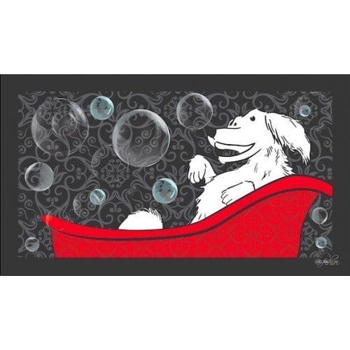 Happy Dog In A Tub Bathing Mat by Dog Fashion Spa