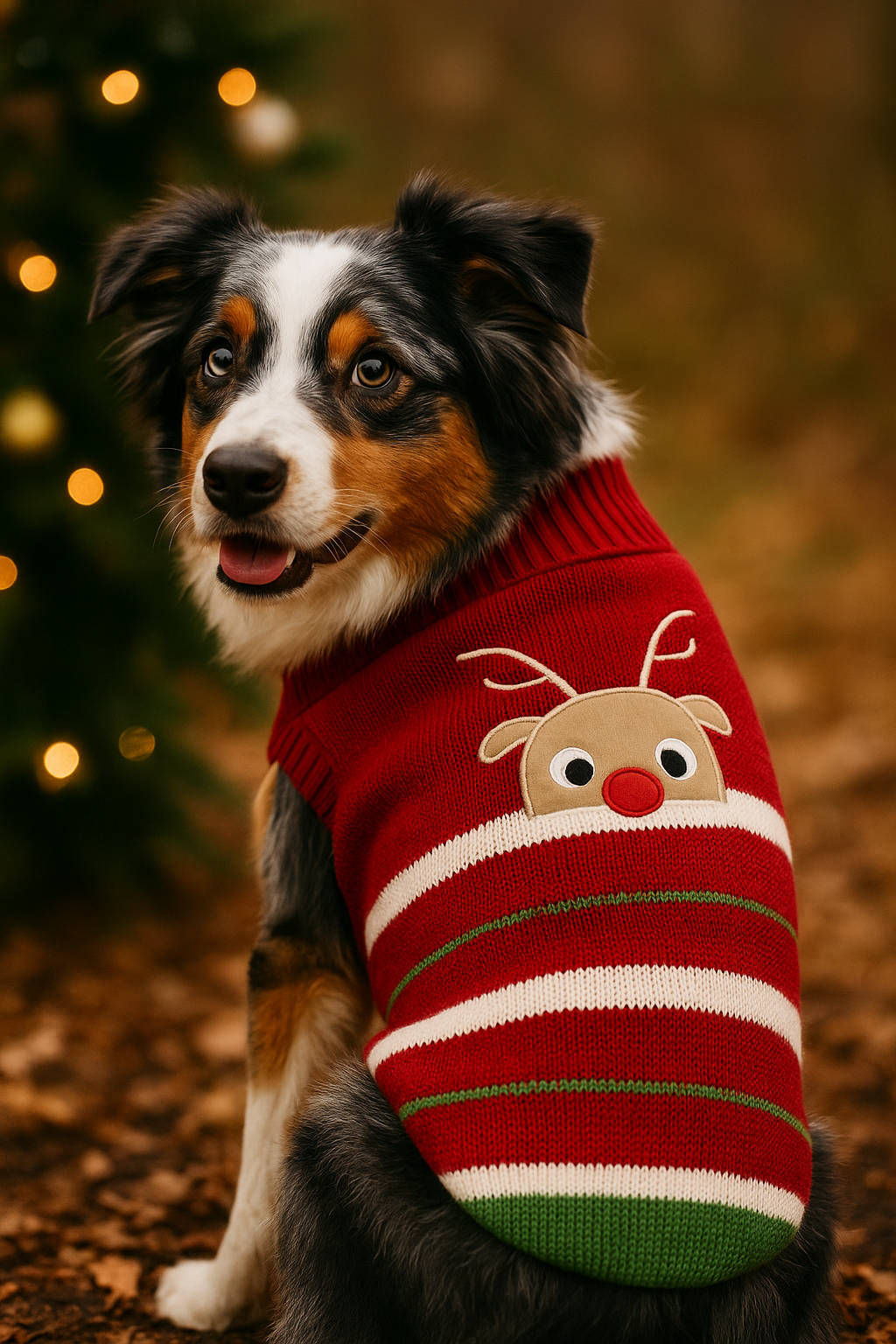 Parisian Pet Reindeer Sweater-Red