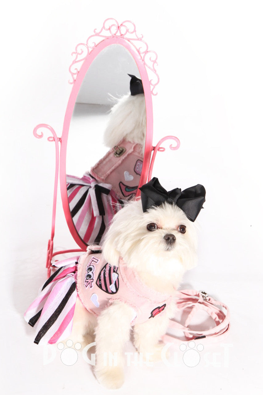 Paris Frayed Denim Harness Vest with Patches