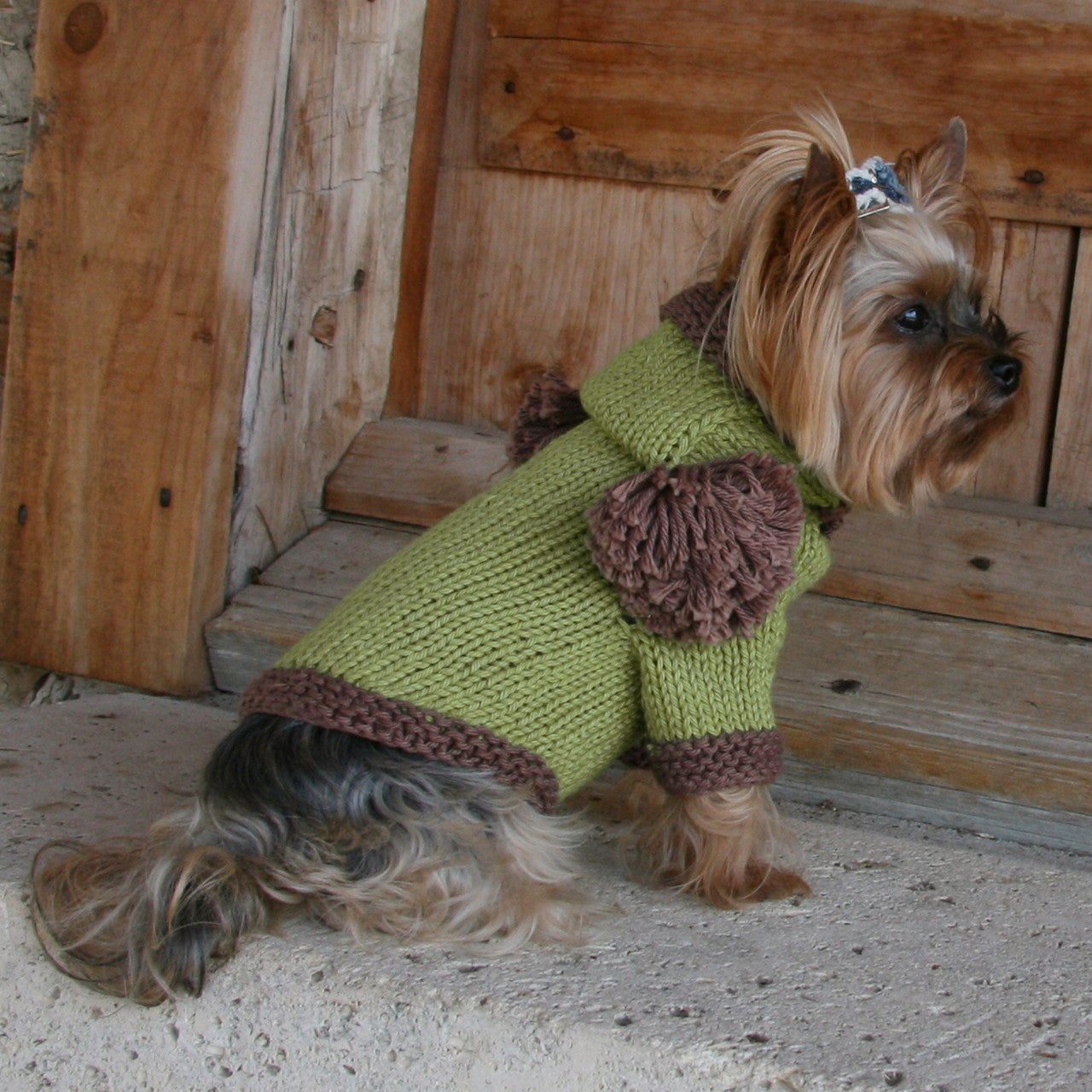 The Taylor - Green Hand Knit Dog Hoodie