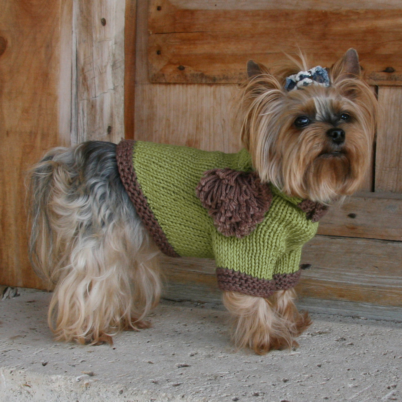 The Taylor - Green Hand Knit Dog Hoodie