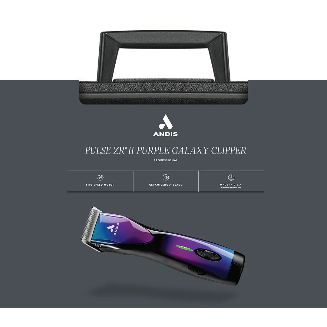 Andis Dog Pulse ZR II Purple Clipper with 4FW and 5FW Blades