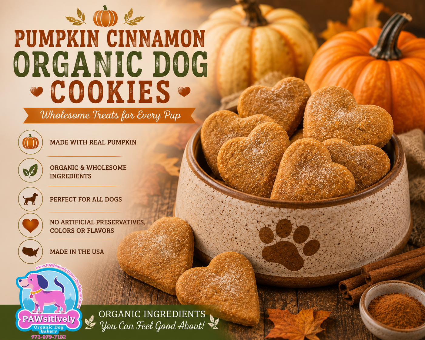 PAWsitively Organic Pumpkin Cinnamon Dog Treats