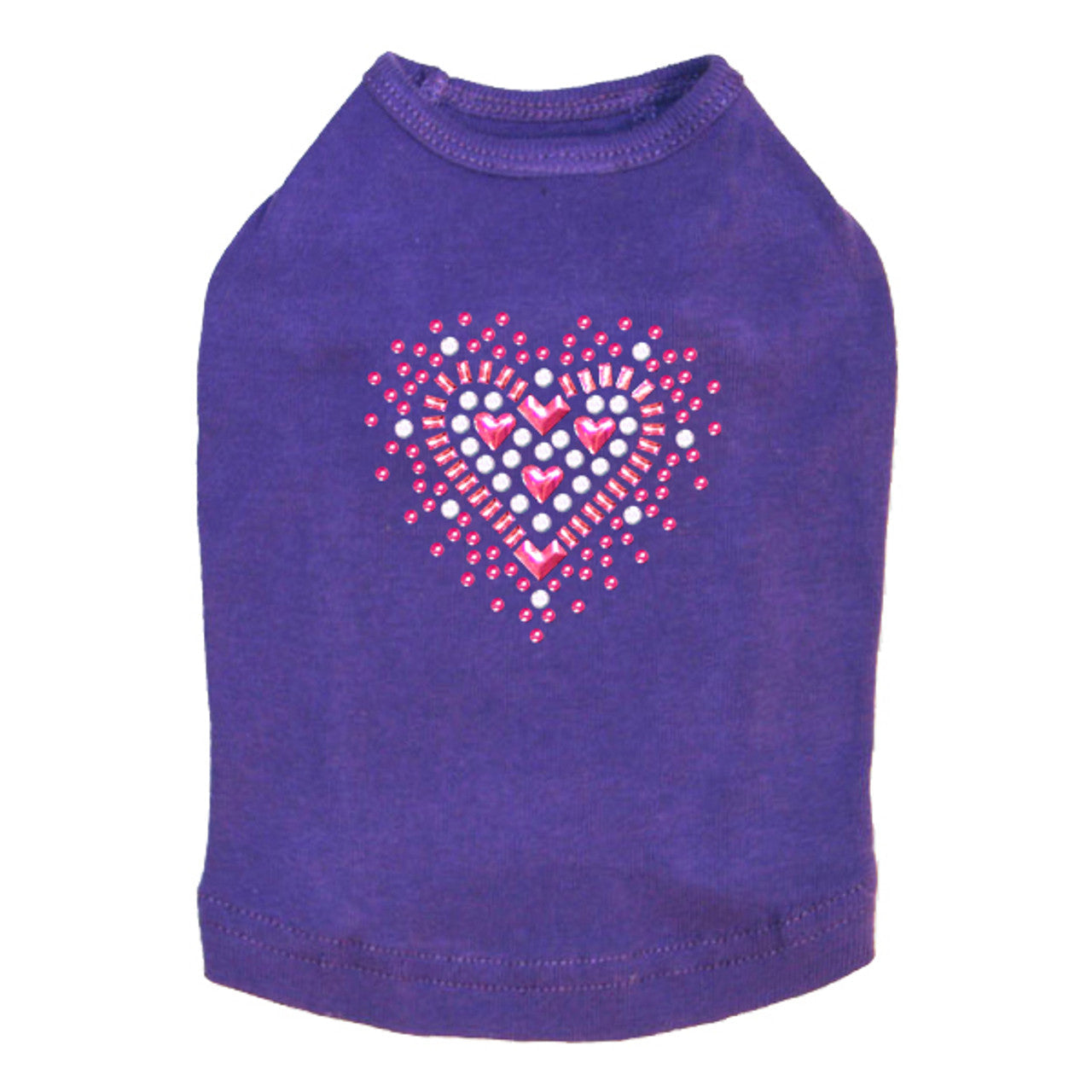 Pink Austrian crystal Heart - Dog Tank