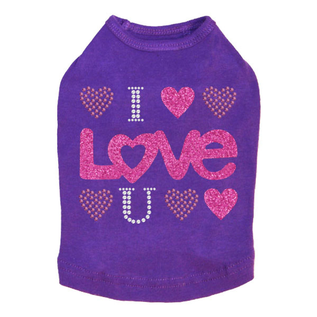 I Love You Pink Glitter - Dog Tank