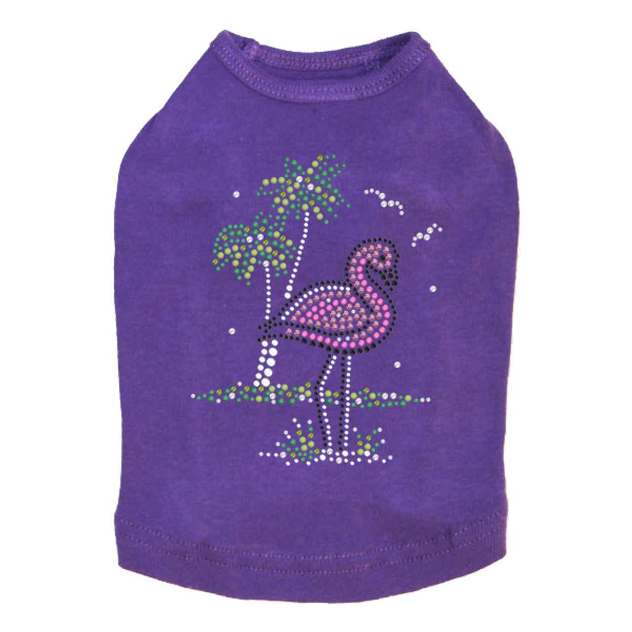 Pink Flamingo with Palm Trees - Dog Tank