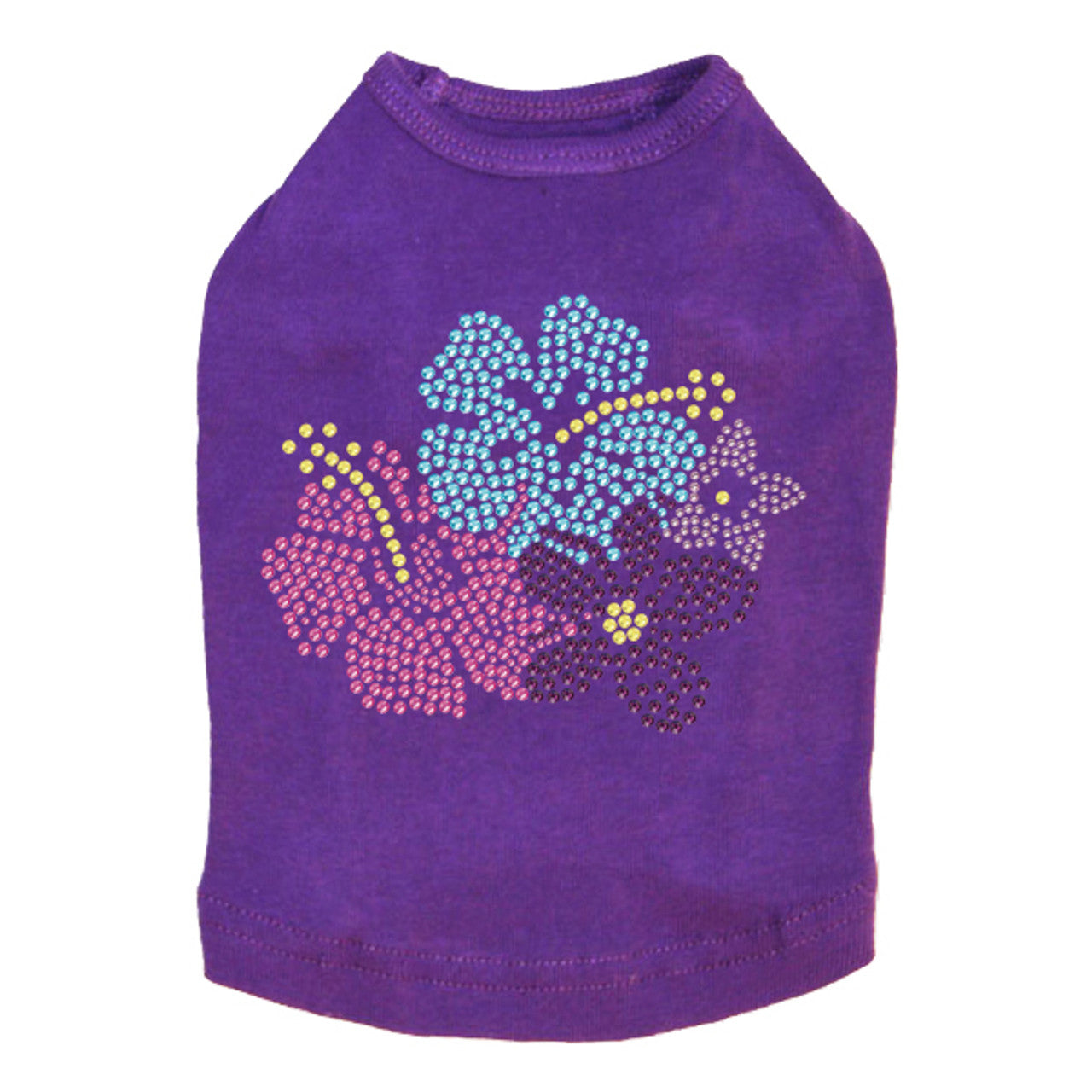 Pink, Blue & Purple Hibiscus - Dog Tank